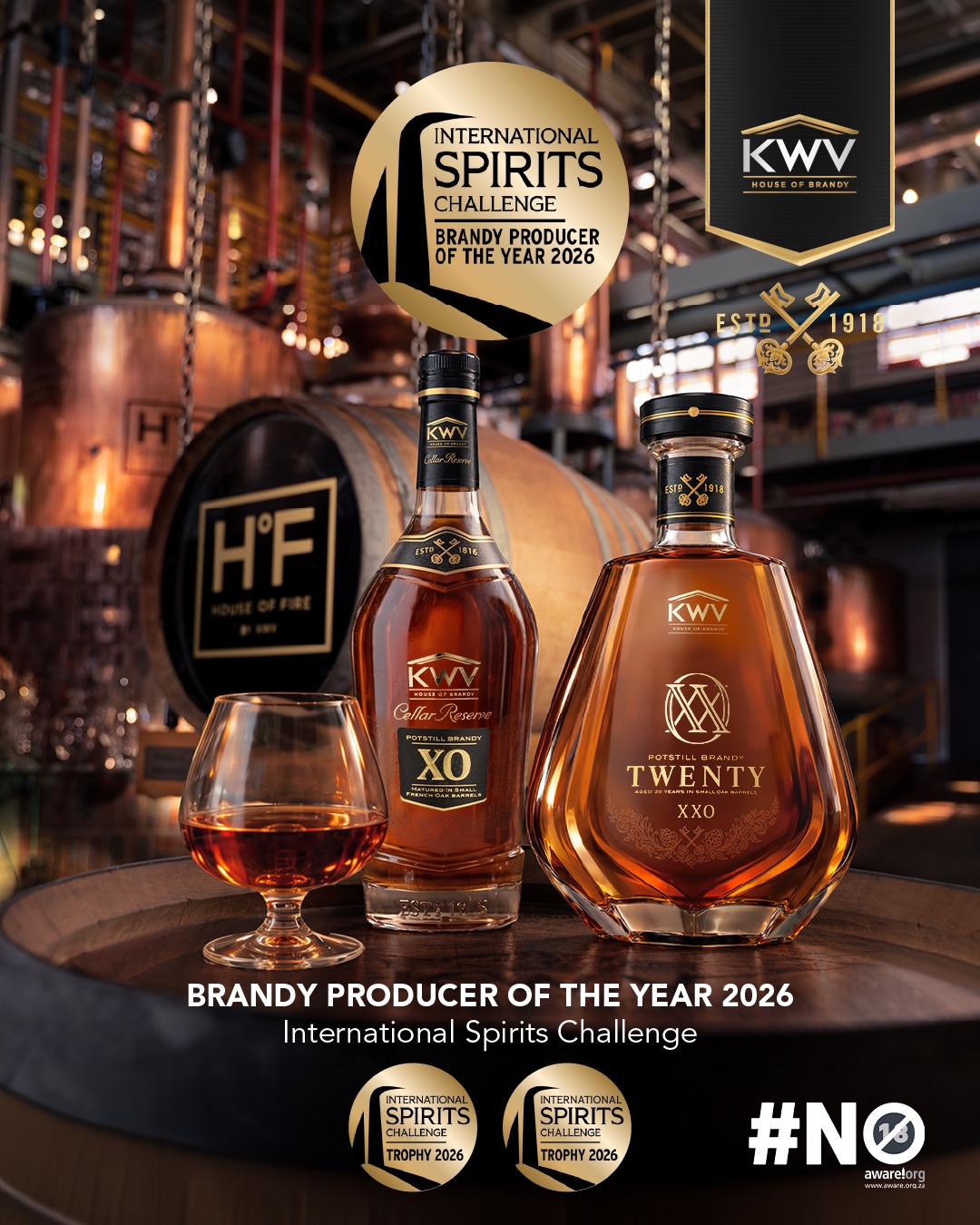 KWV Brandy bottles at the distillery