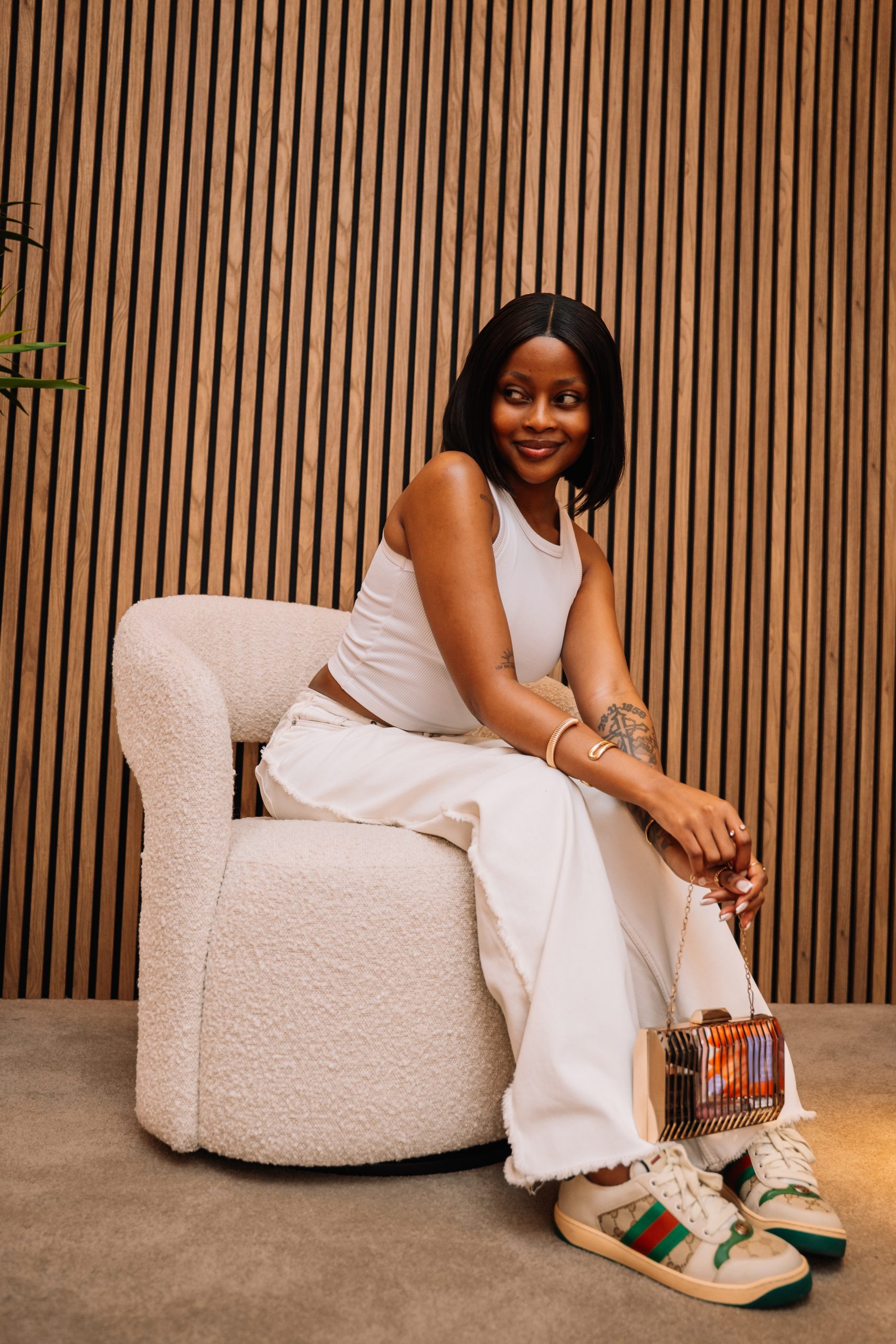 Guest seated on a SOFACOMPANY sofa at Living Sound in Kramerville